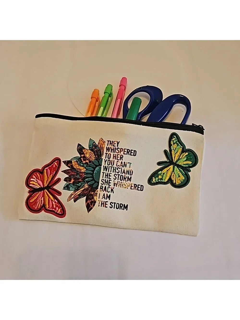 Hand Crafted Canvas Cosmetic Bag Pencil Case Embroidery